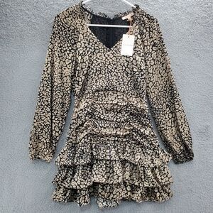 Skies Are Blue Alana Cheeta Leopard Print Ruffled Dress NWT